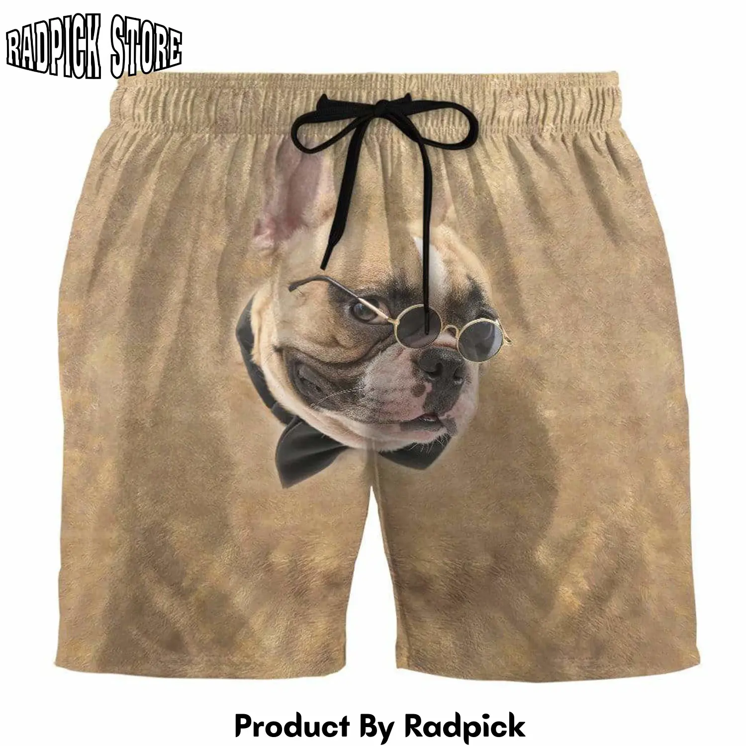 Radpick 3d glasses bulldog face custom summer beach shorts swim trunks rp631486